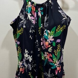 Swimsuits For All Tankini Size 14 Navy Blue Floral Padded